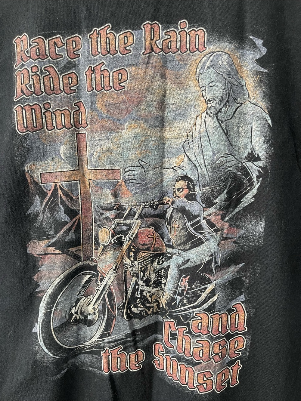 Jerzees Vintage Black 'Blessed Bikers' Graphic Short-Sleeve Tee